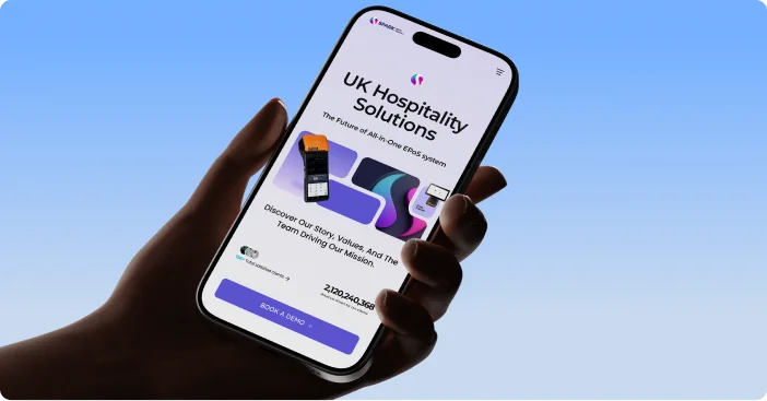 Spark Epos responsive website shown on a mobile phone