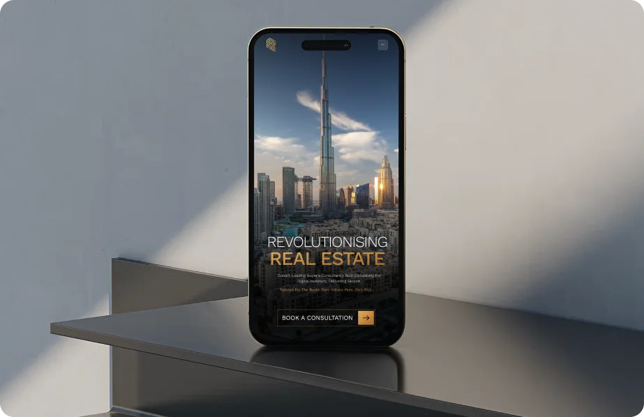 Revest website hero shown on mobile