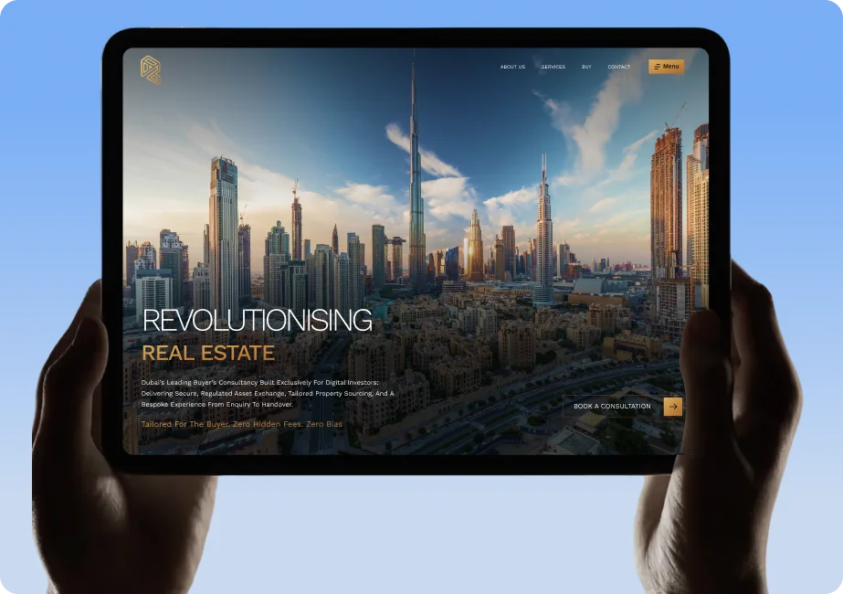 Revest website homepage shown on a tablet